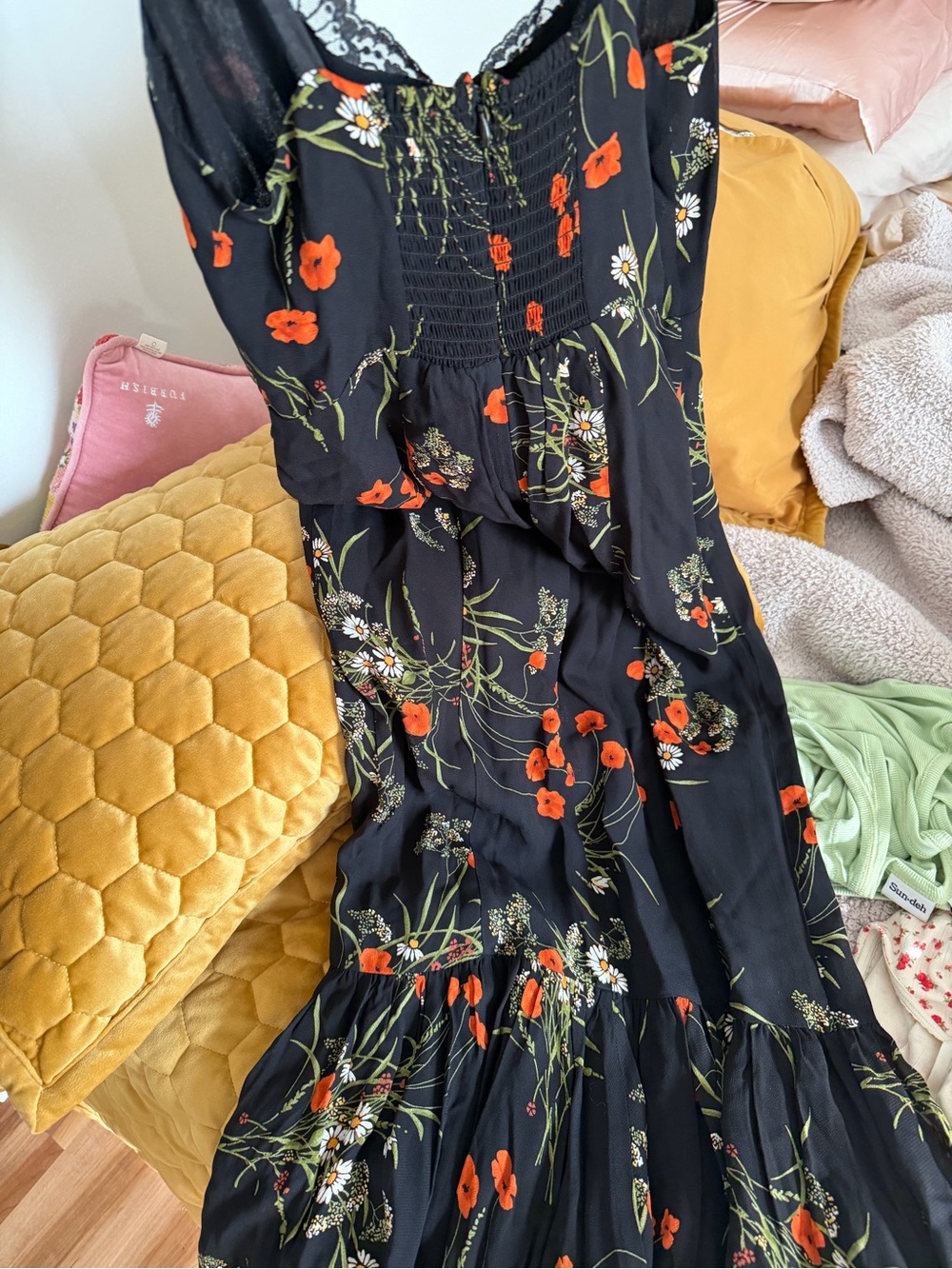 NWT REFORMATION Irisa Floral Trumpet Dress in Robyn Size US 0 lace trim - Picture 3 of 15